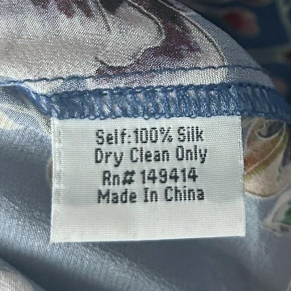 Johnny Was Wallace Silk Midi Dress Womens S MINOR FLAW Blue Floral Cottage NEW - Picture 8 of 9